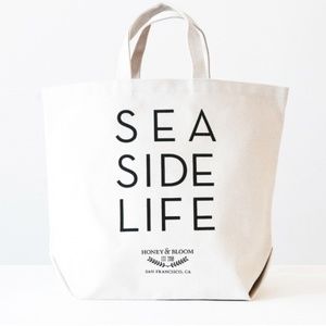 Seaside Life Canvas Beach Tote